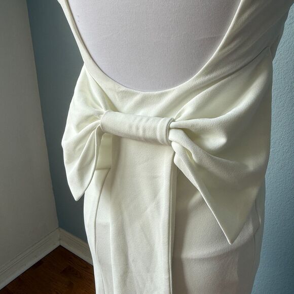Lulus Loving Fate White Bow Square Neck Backless Maxi Dress Size Large - Picture 12 of 15